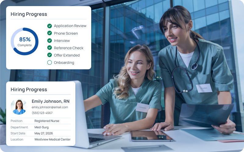 eCareHRMS healthcare ATS with structured nurse and physician hiring pipelines
